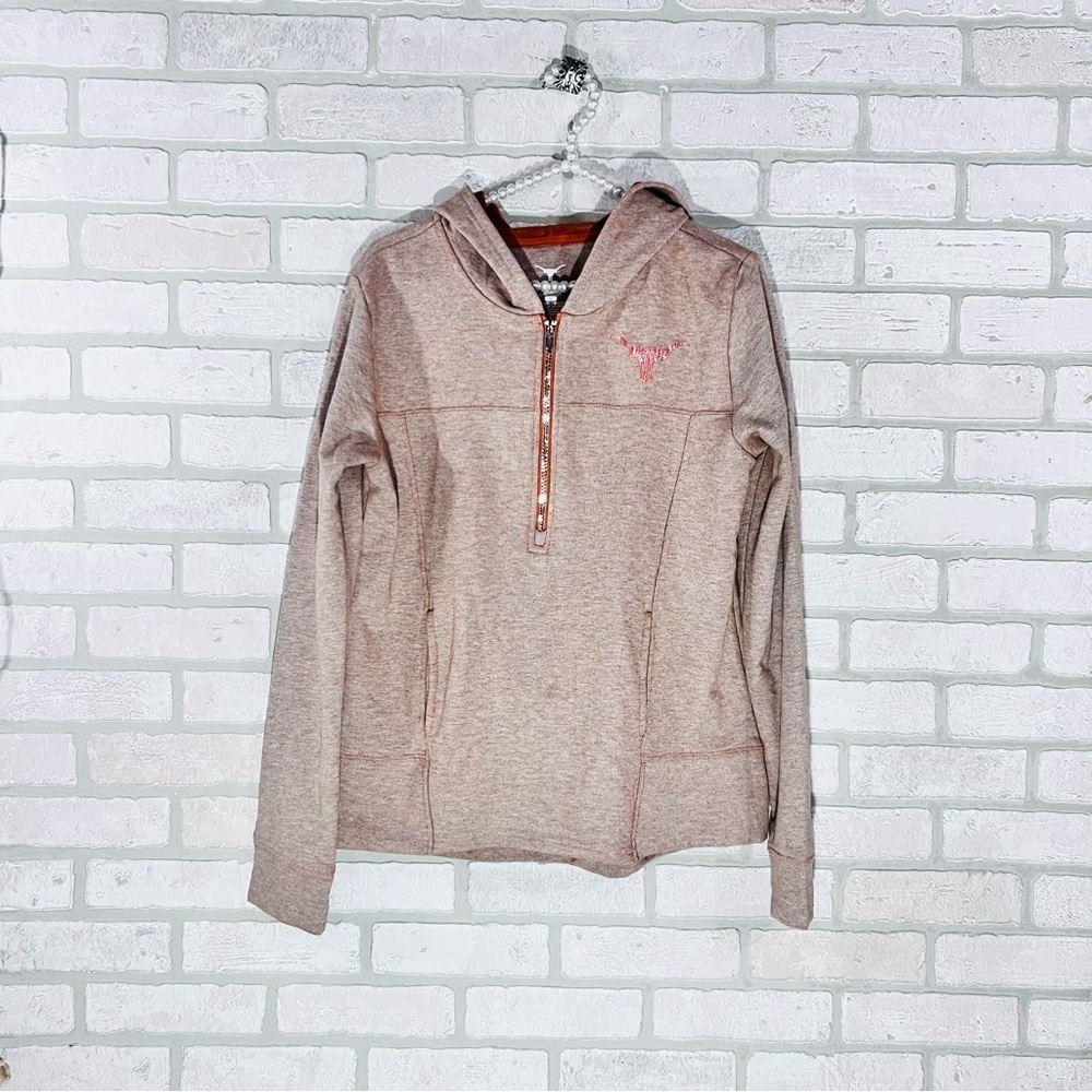 We Are Texas Women's Hook ‘Em Horns 1/4 Zip Hoodie Sweatshirt Jacket Size S - Picture 2 of 8